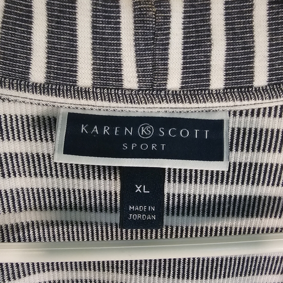 Karen Scott Navy and White Striped Cardigan Women's Sz XL - Picture 6 of 11